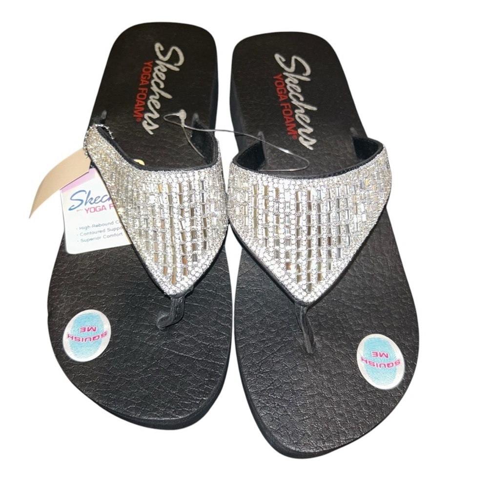 Skechers Women's Vinyasa rhinestone bling yoga sandals comfort size 10